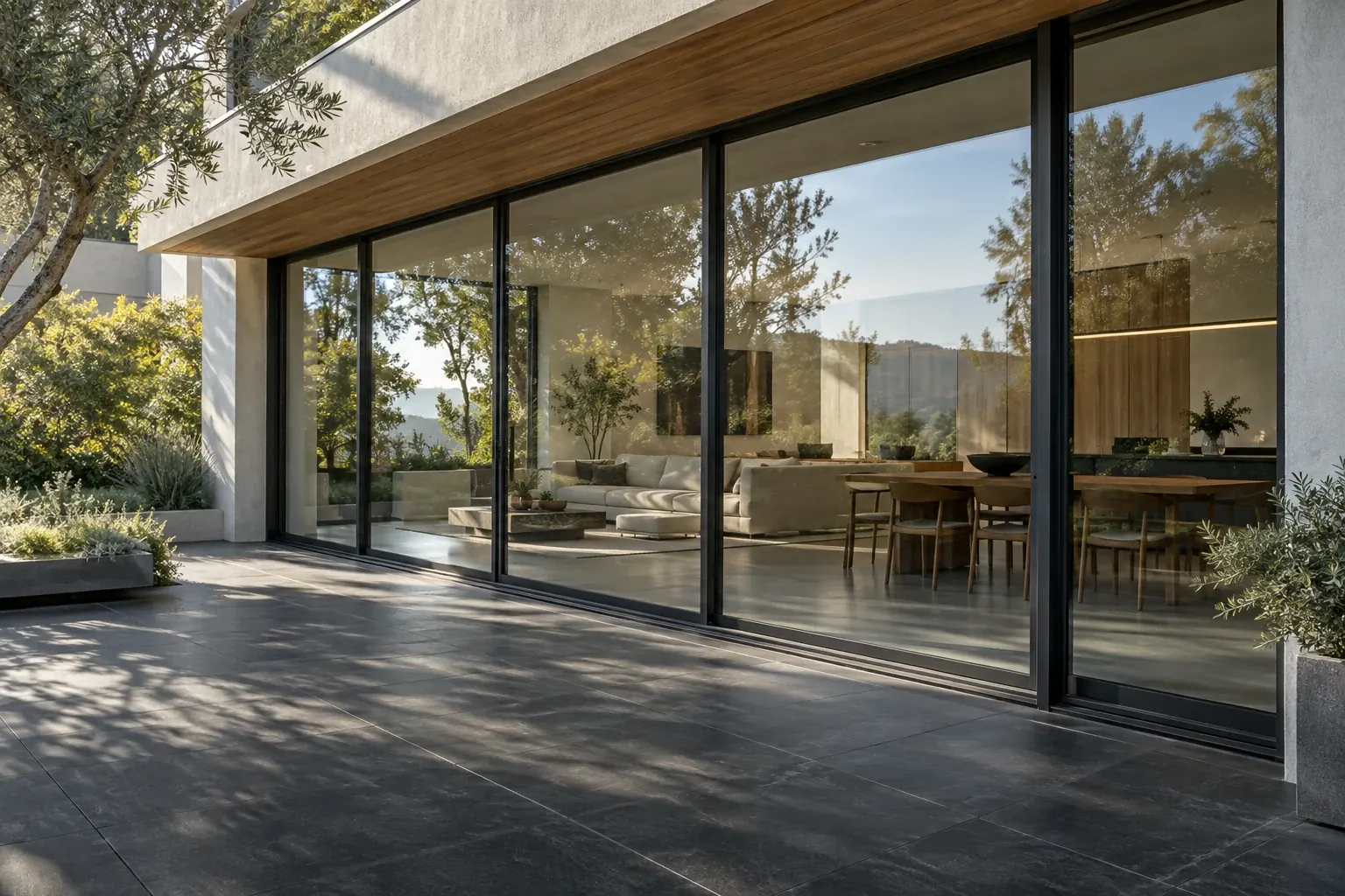 Illustrative residential window and glass door